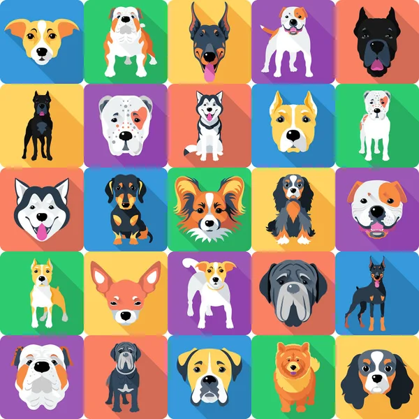 Seamless pattern with dogs flat design — Stock Vector