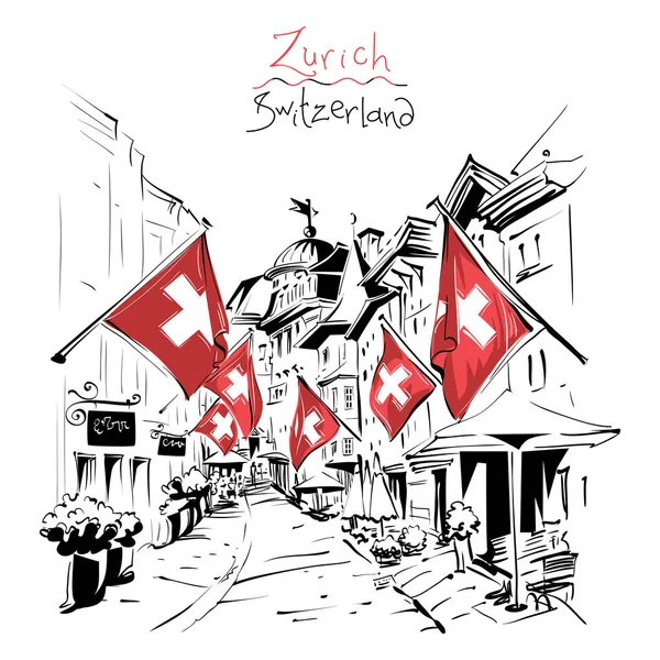 Altstadt von Zürich, Schweiz — Stockvektor