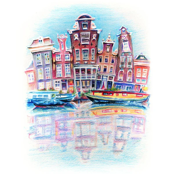 City view Amszterdam csatorna — Stock Fotó