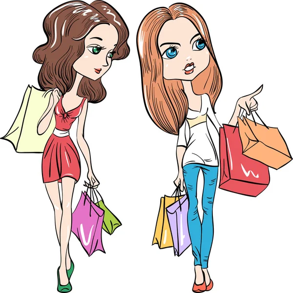 Vector fashion cute girls — Stock Vector