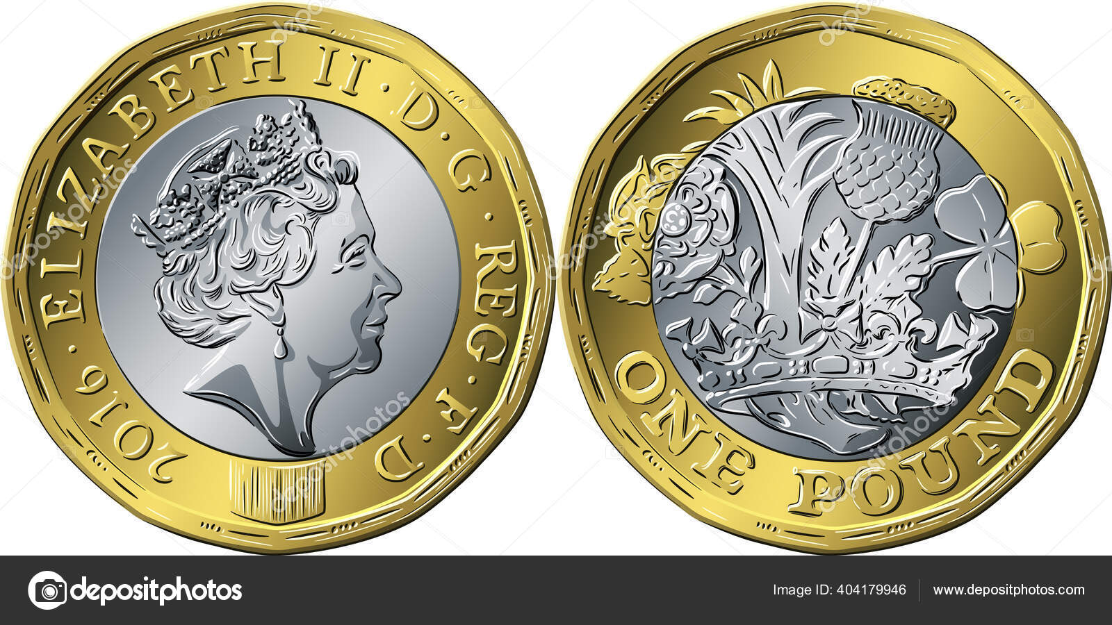 영국 동전 1 파운드새로운 12 면 디자인 스톡 벡터 - ©olgacov 404179946