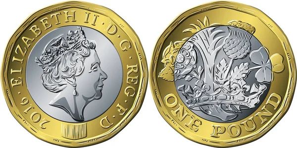 Британская монета в один фунт новый 12-сторонний дизайн — стоковый вектор