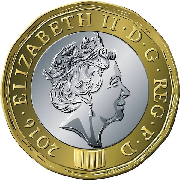 British coin one pound new 12-sided design — Stock Vector