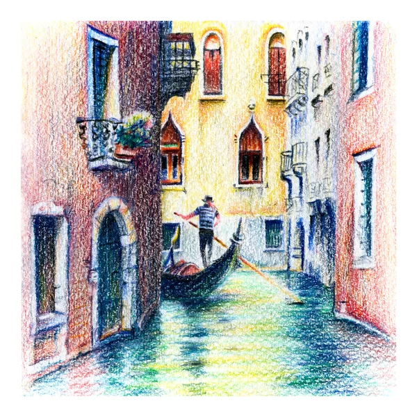 Γόνδολες στο πλευρικό στενό κανάλι της Βενετίας, Ιταλία — Φωτογραφία Αρχείου
