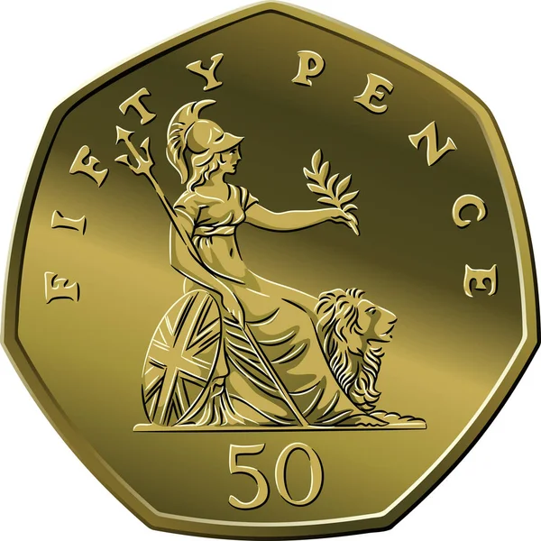 Vector Britisches Geld Silbermünze 50 Pence — Stockvektor