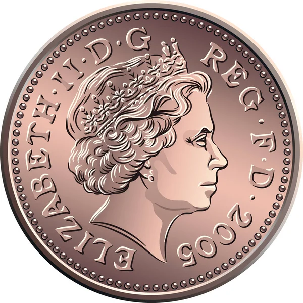 Vector de dinero británico, moneda de un centavo — Vector de stock