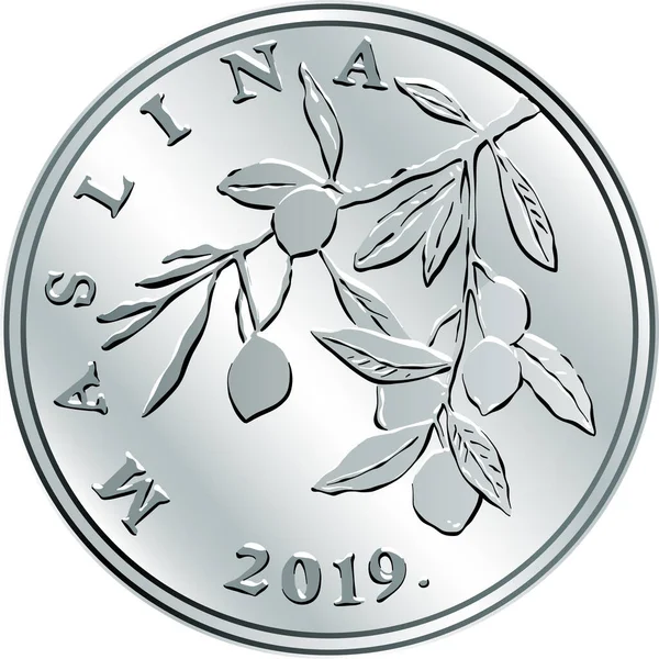 Dinero croata 20 lipa moneda de plata — Vector de stock