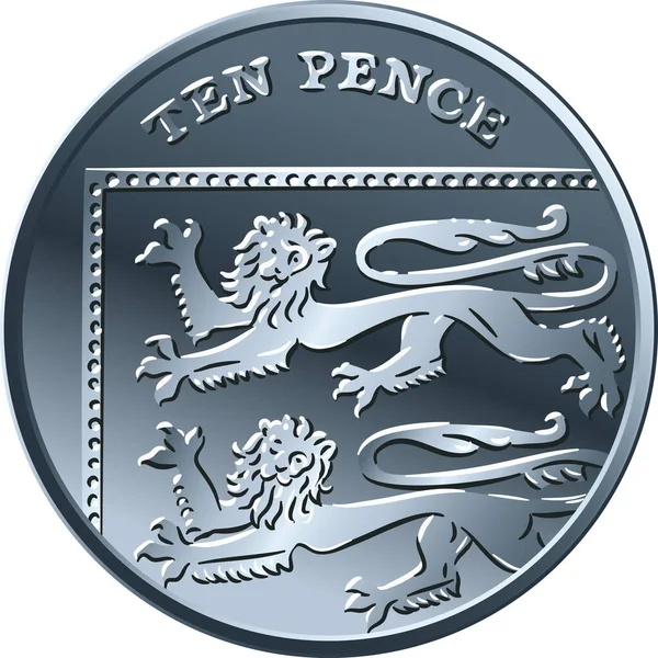 Vector moeda de ouro britânico dinheiro 10 pence —  Vetores de Stock