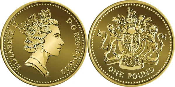 イギリスの硬貨1ポンド古いデザイン — ストックベクタ