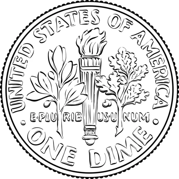 United States dime coin reverse — Stock Vector