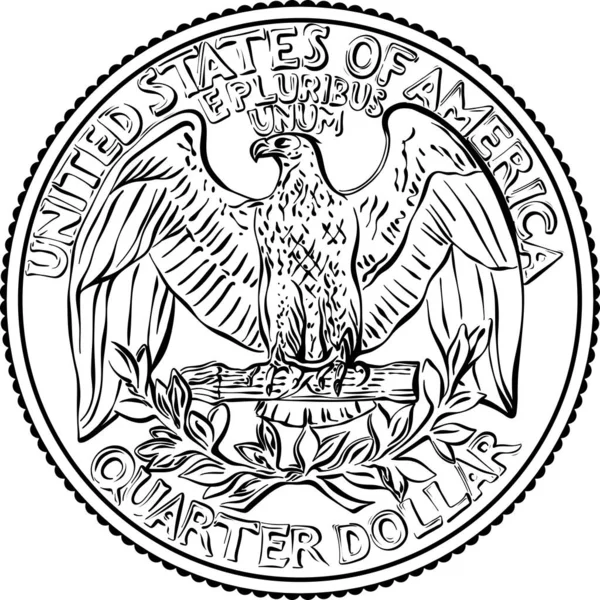 Orel bělohlavý Washington čtvrt centu mince — Stockový vektor