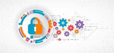 Koruma konsepti. Koruma mekanizması, sistem gizliliği. Vektör illüstrasyonu