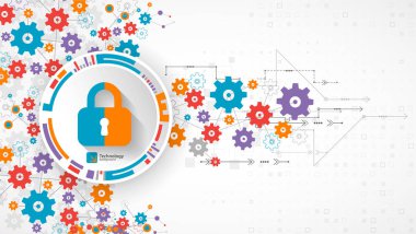 Koruma konsepti. Koruma mekanizması, sistem gizliliği. Vektör illüstrasyonu