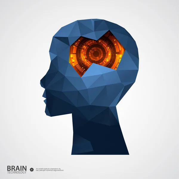 Kreativer Gehirn Hintergrund Mit Dreieckigem Gitter Künstliche Intelligenz Vektorwissenschaftliche Illustration — Stockvektor