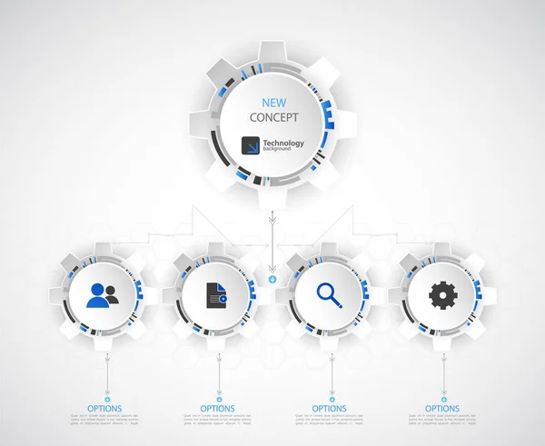 Modello Infografico Vettoriale Con Ruote Dentate Concetto Business Con Opzioni — Vettoriale Stock