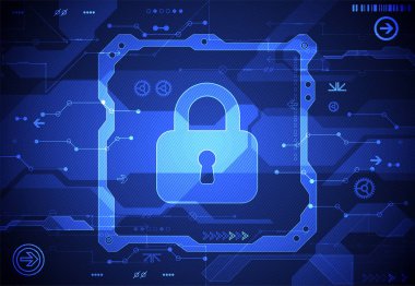 Arka plan dijital ve teknolojik koruma kavramı. Mekanizması, sistem gizlilik korumak, illüstrasyon vektör