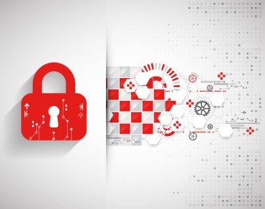 Kırmızı koruma arka plan. Teknoloji güvenlik, encode ve şifresini çözmek, techno düzeni, vektör çizim