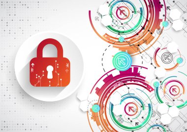 Koruma arka plan. Teknoloji güvenlik, encode ve şifresini çözmek, techno düzeni, vektör çizim
