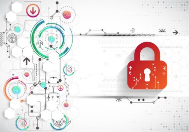 Koruma arka plan. Teknoloji güvenlik, encode ve şifresini çözmek, techno düzeni, vektör çizim