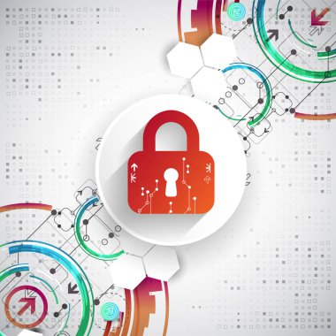 Koruma arka plan. Teknoloji güvenlik, encode ve şifresini çözmek, techno düzeni, vektör çizim