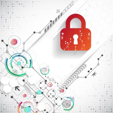 Koruma arka plan. Teknoloji güvenlik, encode ve şifresini çözmek, techno düzeni, vektör çizim