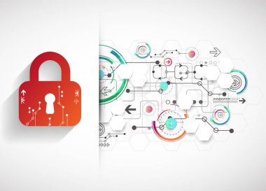 Koruma arka plan. Teknoloji güvenlik, encode ve şifresini çözmek, techno düzeni, vektör çizim