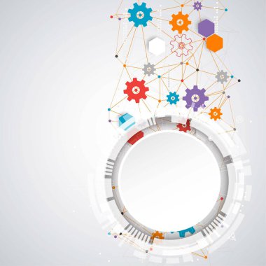 Arka plan çeşitli teknolojik elemanları ile. Dikey yapısı desen teknoloji zemin. Vektör