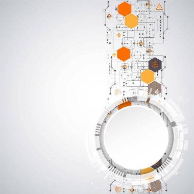 Arka plan çeşitli teknolojik elemanları ile. Dikey yapısı desen teknoloji zemin. Vektör