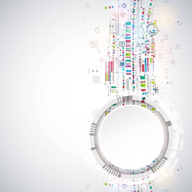 Arka plan çeşitli teknolojik elemanları ile. Dikey yapısı desen teknoloji zemin. Vektör