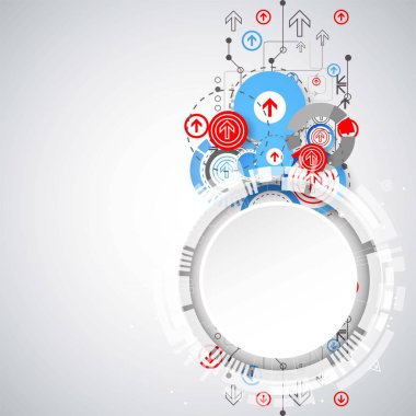 Arka plan çeşitli teknolojik elemanları ile. Dikey yapısı desen teknoloji zemin. Vektör