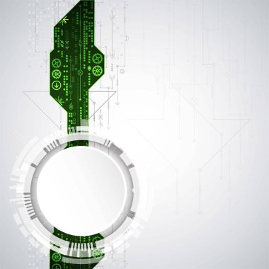 Arka plan yeşil teknolojik elemanları ile. Teknoloji zemin. Vektör çizim