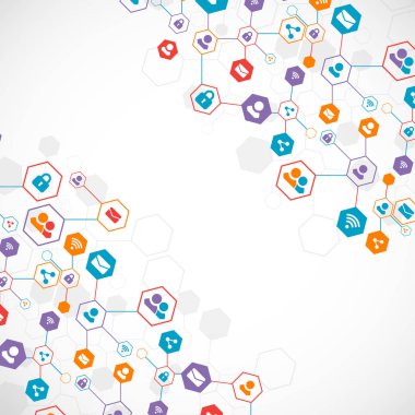 Sosyal medya arka plan vektör. Ağ kavramı.