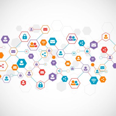 Sosyal medya arka plan vektör. Ağ kavramı.