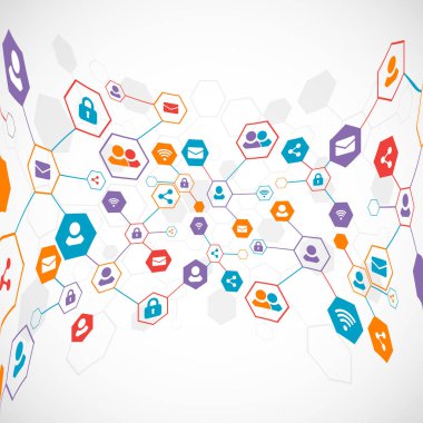 Sosyal medya arka plan vektör. Ağ kavramı.