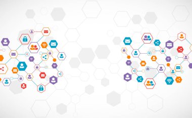 Sosyal medya arka plan vektör. Ağ kavramı.