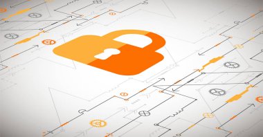 Koruma konsepti. Koruma mekanizması, sistem gizliliği. Vektör illüstrasyonu