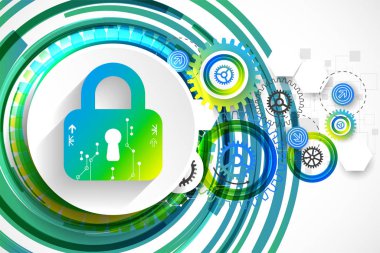 Koruma konsepti. Koruma mekanizması, sistem gizliliği. Vektör illüstrasyonu