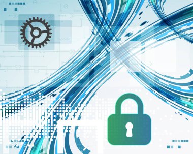 Koruma konsepti. Koruma mekanizması, sistem gizliliği. Vektör illüstrasyonu