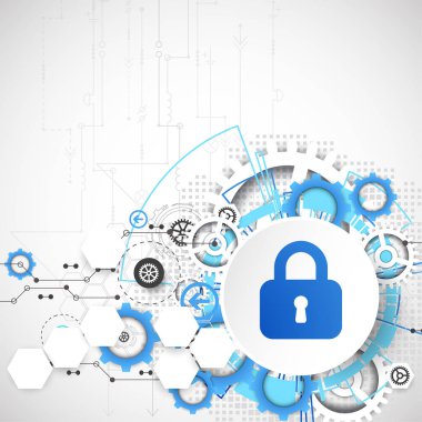 Koruma konsepti. Koruma mekanizması, sistem gizliliği. Vektör illüstrasyonu