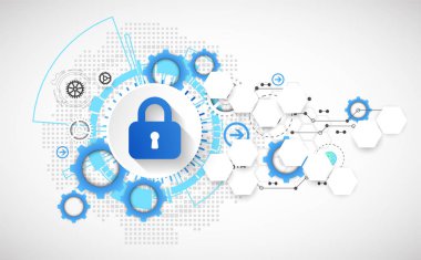 Koruma konsepti. Koruma mekanizması, sistem gizliliği. Vektör illüstrasyonu