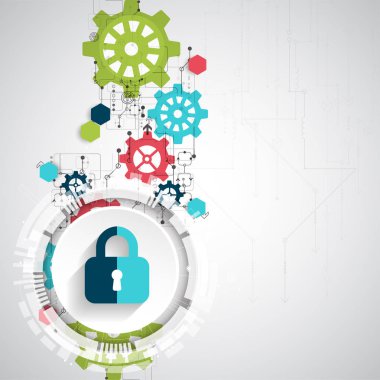 Koruma konsepti. Koruma mekanizması, sistem gizliliği. Vektör illüstrasyonu