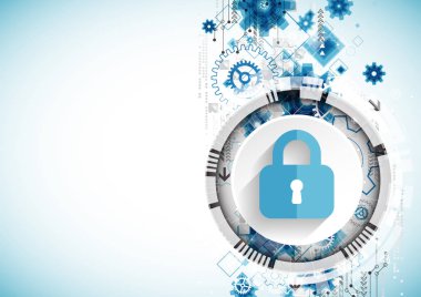 Koruma konsepti. Koruma mekanizması, sistem gizliliği. Vektör illüstrasyonu