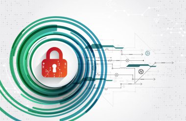 Koruma konsepti. Koruma mekanizması, sistem gizliliği. Vektör illüstrasyonu