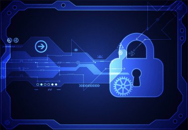 Koruma konsepti. Koruma mekanizması, sistem gizliliği. Vektör illüstrasyonu