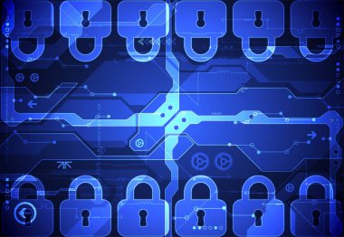 Koruma konsepti. Koruma mekanizması, sistem gizliliği. Vektör illüstrasyonu