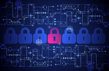 Koruma konsepti. Koruma mekanizması, sistem gizliliği. Vektör illüstrasyonu