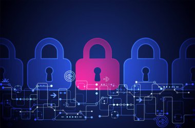 Koruma konsepti. Koruma mekanizması, sistem gizliliği. Vektör illüstrasyonu