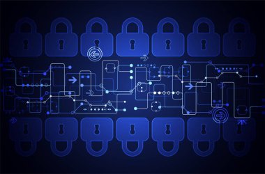 Koruma konsepti. Koruma mekanizması, sistem gizliliği. Vektör illüstrasyonu