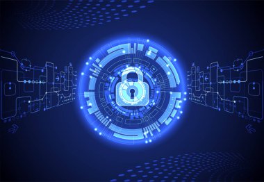 Koruma konsepti. Koruma mekanizması, sistem gizliliği. Vektör illüstrasyonu