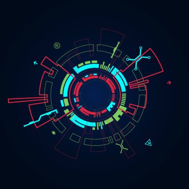 Soyut daire teknoloji kavramı. Devre kartı, yüksek bilgisayar renk arka plan. Vektör çizim